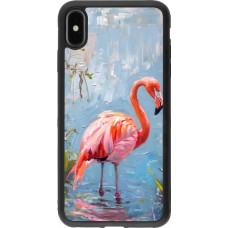 Coque iPhone Xs Max - Silicone rigide noir Paint Flamingo