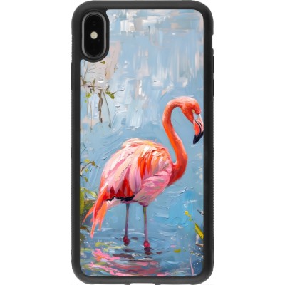 iPhone Xs Max Case Hülle - Silikon schwarz Paint Flamingo