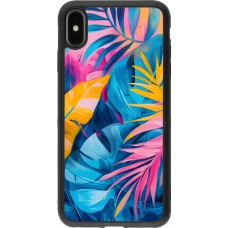 Coque iPhone Xs Max - Silicone rigide noir Palms Blue