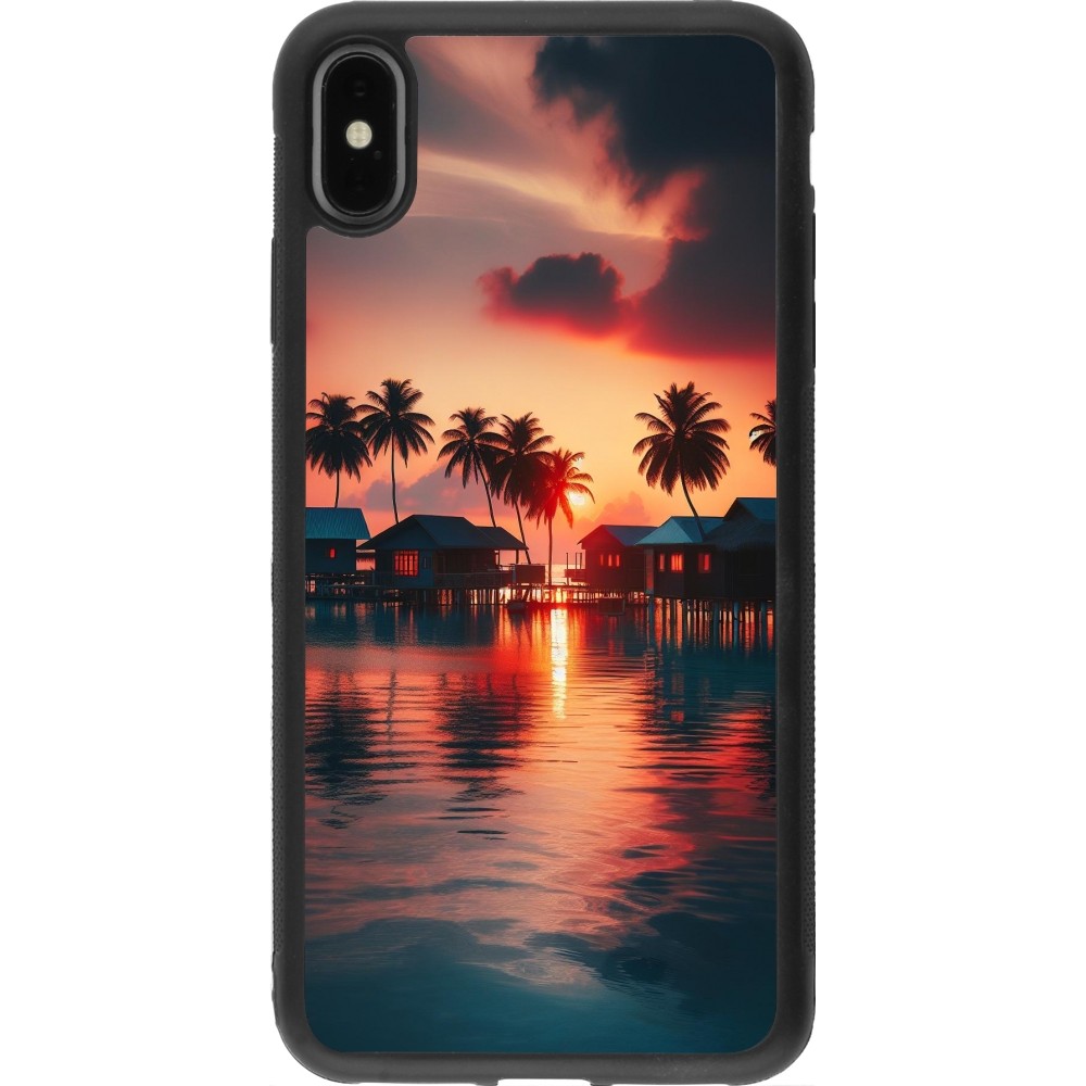 iPhone Xs Max Case Hülle - Silikon schwarz Paradies Malediven