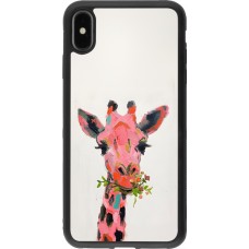 iPhone Xs Max Case Hülle - Silikon schwarz Pink Girafe Paint