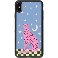 Coque iPhone Xs Max - Silicone rigide noir Pink leopard with stars 2026
