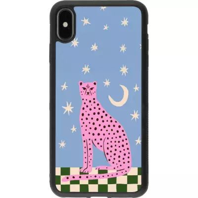 iPhone Xs Max Case Hülle - Silikon schwarz Pink leopard with stars 2026