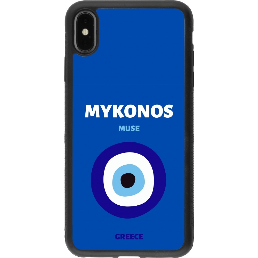 Coque iPhone Xs Max - Silicone rigide noir Pop Summer Destination Mykonos