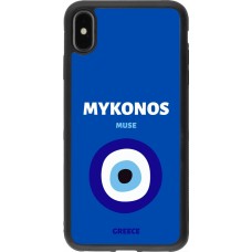 Coque iPhone Xs Max - Silicone rigide noir Pop Summer Destination Mykonos