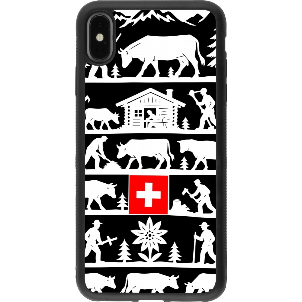 Coque iPhone Xs Max - Silicone rigide noir Poya Suisse 1 noir