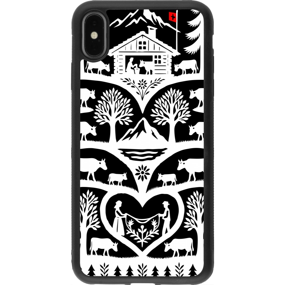 Coque iPhone Xs Max - Silicone rigide noir Poya Suisse 2 noir