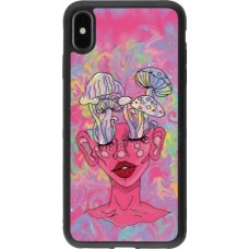 iPhone Xs Max Case Hülle - Silikon schwarz Psychedelic pink mushroom