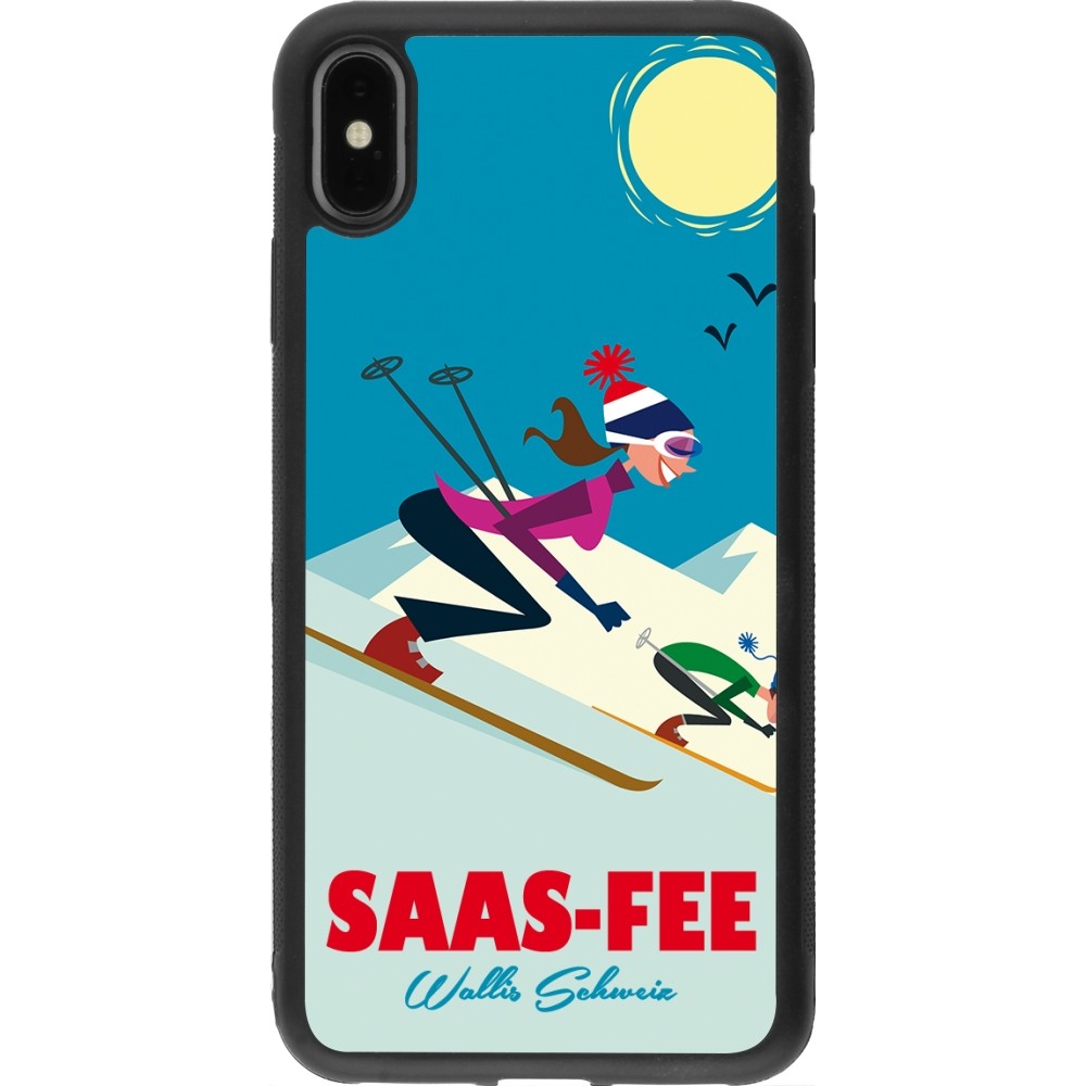 iPhone Xs Max Case Hülle - Silikon schwarz Saas-Fee Ski Downhill