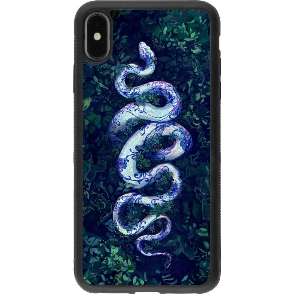 iPhone Xs Max Case Hülle - Silikon schwarz Snake Blue Anaconda