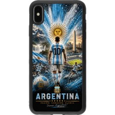 Coque iPhone Xs Max - Silicone rigide noir Football Argentine splash 2026