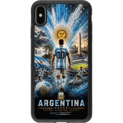 Coque iPhone Xs Max - Silicone rigide noir Football Argentine splash 2026