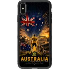 Coque iPhone Xs Max - Silicone rigide noir Football Australie splash 2026