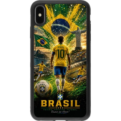 iPhone Xs Max Case Hülle - Silikon schwarz Fussball Brasilien splash 2026