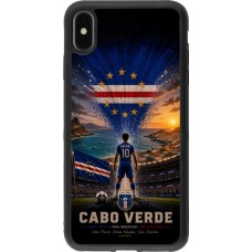 Coque iPhone Xs Max - Silicone rigide noir Football Cap-Vert splash 2026
