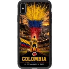 Coque iPhone Xs Max - Silicone rigide noir Football Colombie splash 2026