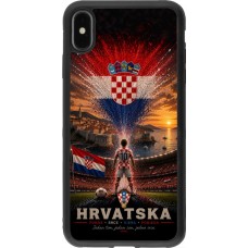 Coque iPhone Xs Max - Silicone rigide noir Football Croatie splash 2026