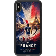 Coque iPhone Xs Max - Silicone rigide noir Football France splash 2026