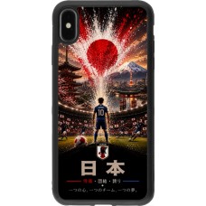 Coque iPhone Xs Max - Silicone rigide noir Football Japon splash 2026