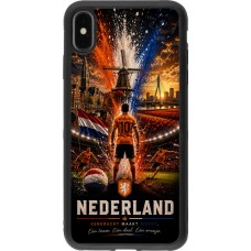 Coque iPhone Xs Max - Silicone rigide noir Football Pays-Bas splash 2026