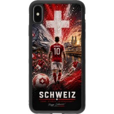 Coque iPhone Xs Max - Silicone rigide noir Football Schweiz splash 2026