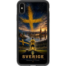 Coque iPhone Xs Max - Silicone rigide noir Football Suède splash 2026