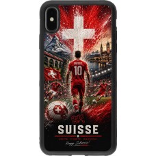Coque iPhone Xs Max - Silicone rigide noir Football Suisse splash 2026
