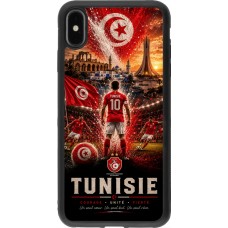 Coque iPhone Xs Max - Silicone rigide noir Football Tunisie splash 2026
