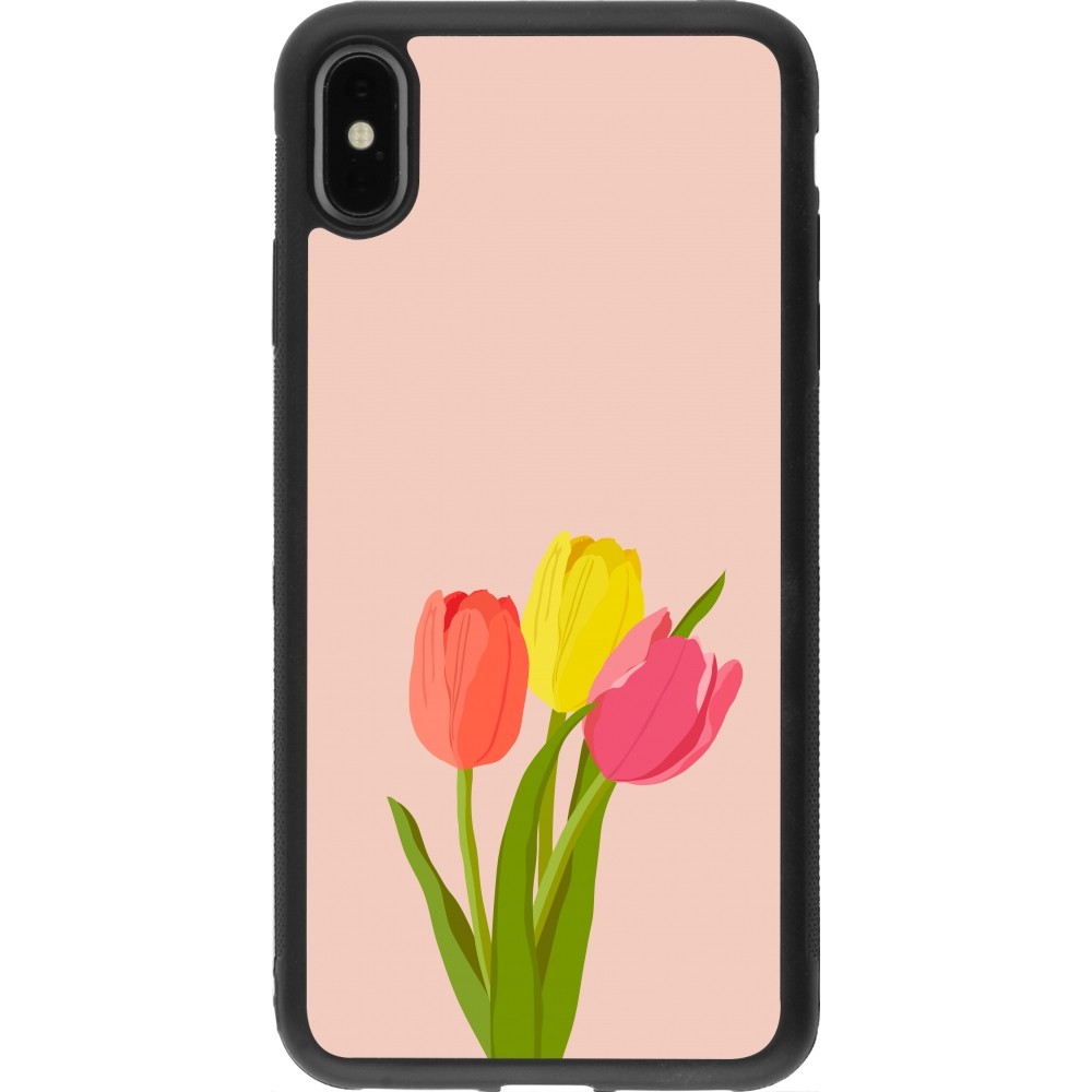 iPhone Xs Max Case Hülle - Silikon schwarz Spring 23 tulip trio