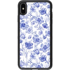 iPhone Xs Max Case Hülle - Silikon schwarz Spring 23 watercolor blue flowers