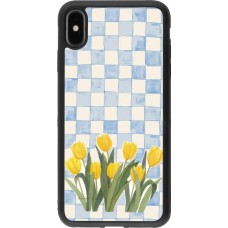 Coque iPhone Xs Max - Silicone rigide noir Blue vichy tulips Spring 2026