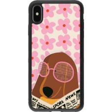 Coque iPhone Xs Max - Silicone rigide noir Dog with newspaper Spring 2026