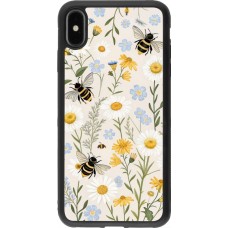 Coque iPhone Xs Max - Silicone rigide noir Pattern bees Spring 2026
