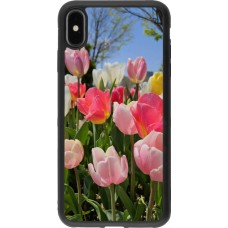 Coque iPhone Xs Max - Silicone rigide noir Tulips Spring 2026