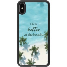 Coque iPhone Xs Max - Silicone rigide noir Summer 2025 Life is better at the beach