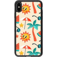 Coque iPhone Xs Max - Silicone rigide noir Summer 2025 Pattern soleil