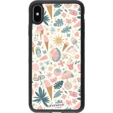 Coque iPhone Xs Max - Silicone rigide noir Summer Pink Pattern