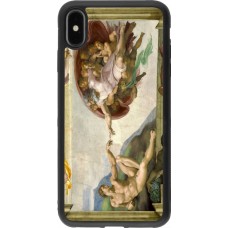 Coque iPhone Xs Max - Silicone rigide noir Tableau art - La Création d’Adam - Michel-Ange