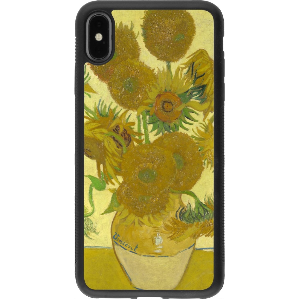 iPhone Xs Max Case Hülle - Silikon schwarz Kunstbild - Sonnenblumen  - Van Gogh
