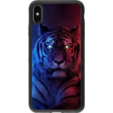 Coque iPhone Xs Max - Silicone rigide noir Tiger Blue Red