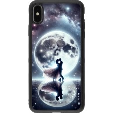 Coque iPhone Xs Max - Silicone rigide noir Valentine 2024 Love under the moon