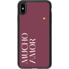 Coque iPhone Xs Max - Silicone rigide noir Valentine 2024 mucho amor rosado