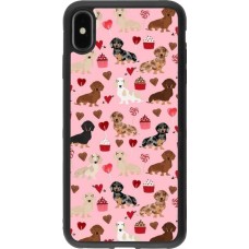 Coque iPhone Xs Max - Silicone rigide noir Valentine 2024 puppy love