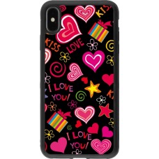 iPhone Xs Max Case Hülle - Silikon schwarz Valentine 2023 love symbols