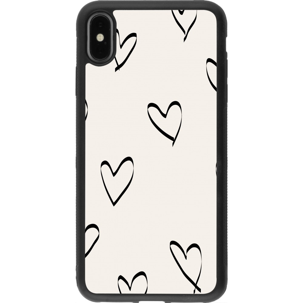 iPhone Xs Max Case Hülle - Silikon schwarz Valentine 2023 minimalist hearts