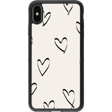 iPhone Xs Max Case Hülle - Silikon schwarz Valentine 2023 minimalist hearts