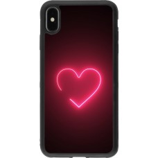 Coque iPhone Xs Max - Silicone rigide noir Valentine 2023 single neon heart