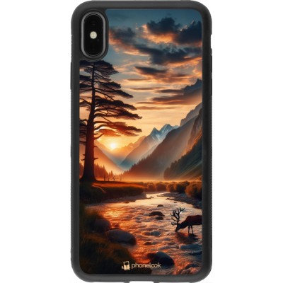 iPhone Xs Max Case Hülle - Silikon schwarz Tal Sonnenuntergang Hirsch Baum