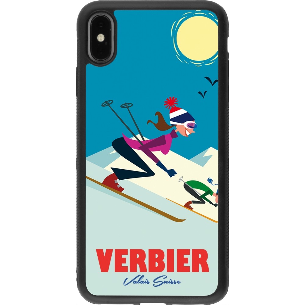 iPhone Xs Max Case Hülle - Silikon schwarz Verbier Ski Downhill