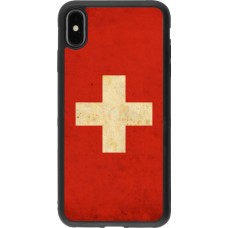 Hülle iPhone Xs Max - Silikon schwarz Vintage Flag SWISS